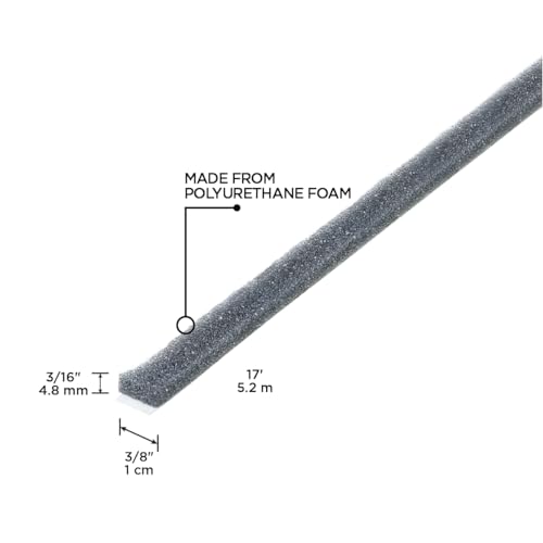 Image of M-D Building Products 02055 3 /16 in. x 3 /8 in. x 17 ft. Gray Economy Foam Window Seal for Small Gaps