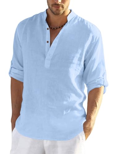 Image of Zombom Men's Solid Cotton Blend Full Sleeve Regular Fit Mandarin /Chinese Collor Short Kurta for Men