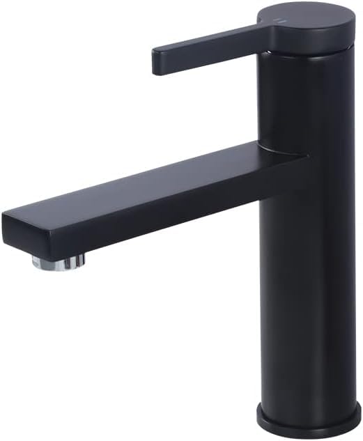 Robinet de lavabo noir en laiton massif au design épuré pour vasque de salle de bain