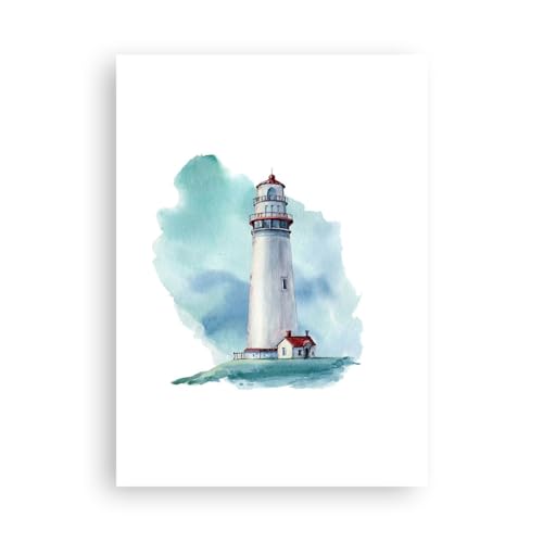 ARTTOR Deco Affiches Murales 50x70cm Affiche Decoration Murale Phare Bord De Mer Dessin Cuisine Wall Art Design Moderne Poster sans Cadre Tableau Decoration...