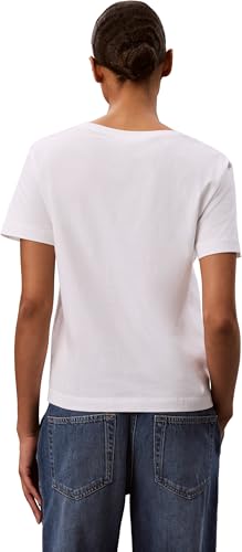 Calvin Klein Damen T-Shirt mit A-Logo Vn, 2er-Pack, Lv047C906G, Rot (Hellweiß/Rhododendron), Größe M – Ansicht 2