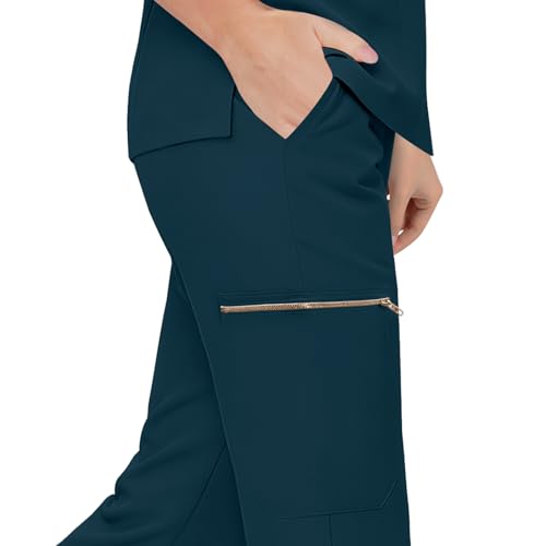 Gargey Scrubs for Women - Zip Front Top & Flare Pant Stretch Nursing Women’s Scrubs Set Medical Uniform - image 5