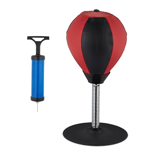 Relaxdays Tisch Boxsack, Schreibtisch Punchingball fürs Büro,...