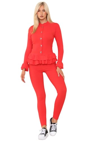 Survêtement péplum rouge à boutons dorés janisramone en taille 38