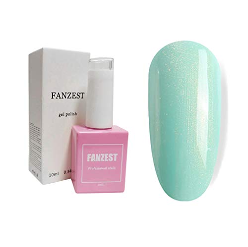FANZEST Shimmer Gel Nail Polish LED UV Soak Off Gel Polish Varnish Spring Summer Glitter Color(Green Blue)