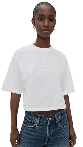 ANINE BING Women's Myers Cropped Tee, Ivory, XS at Amazon Women's