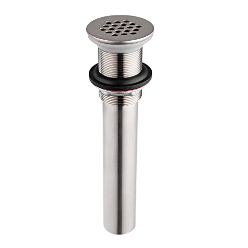 Grid Drain Strainer Assembly Without Overflow for Bathroom Sink, C.O. Plug Grid Lavatory Drain, Bathroom Sink Grid Strainer by Artiwell, Brushed Nickel
