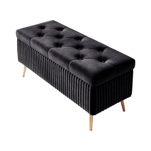 Banc ottoman de rangement en velours pour gagner de la place chez soi
