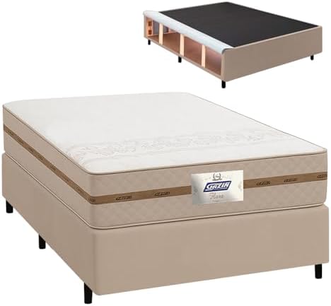 Cama Box Baú Casal Colchão com Molas 138x188x64cm Flora Bege