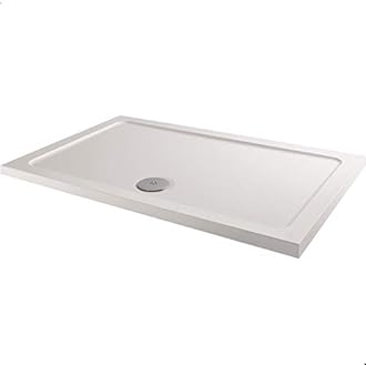 Hydrolux® 900 x 700 x 40mm White Bathroom Shower Tray for Enclosures Cubicles & Wet Room with Waste, Rectangular