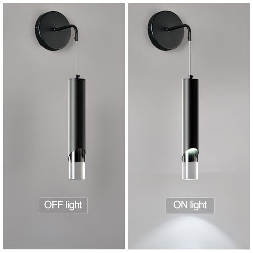 Image of Black Wall Sconces Set of Two Modern LED Wall Lights Acrylic Wall Lighting Bathroom Vanity Light Fixture Indoor Wall Fixture for Bedroom Bedside Corridor Hallway Living Room