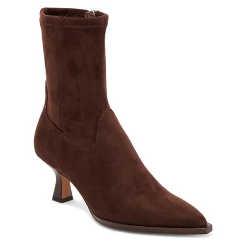 VOMIRA Ankle Boots for Women Pointy Toe Stacked Kitten Heels Black Boots for Women Side Zipper Leather Short Boots Fall Winter Ankle Booties Shoes - Main Image