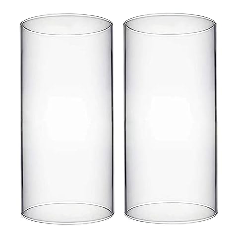 Glass Hurricane Candle Holder, Glass Chimneys for Candles, Open Ended Hurricane Glass Cylinder Wide 3.7" x Tall 8" Cover