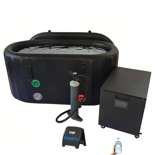 Cold Plunge Tub with Water Chiller,1HP Hot and Cold Machine for 59" Lx31.5 W,120 Gal Inflatable Ice Bath Tubs,Smart App Control, UV System,37℉ Chiller,Powerful ice Plunge Kit for Outdoor & Indoor Use