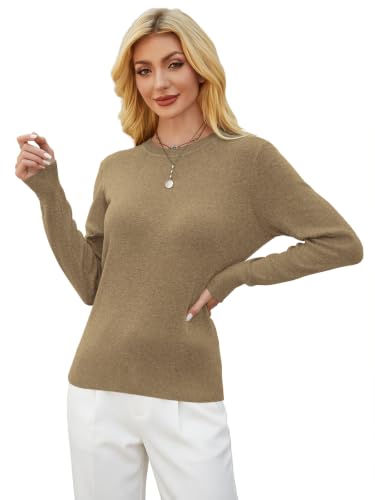 Image of GKBK Women's Wool Blend Sweaters 2026 Fall Fashion Lightweight Business Casual Outfits Long Sleeve Crew Neck Pullover Tops