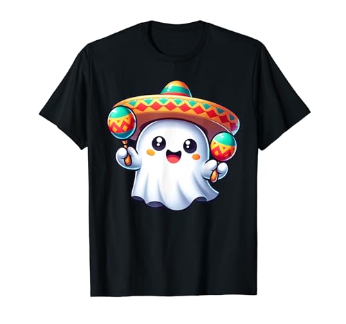Sombrero Poncho Cinco de Mayo Ghost Maracas Halloween Fiesta Camiseta
