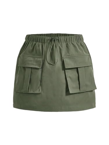 Women's Flowy Trendy Skirt Solid Color Drawstring Waist Cargo Skirt