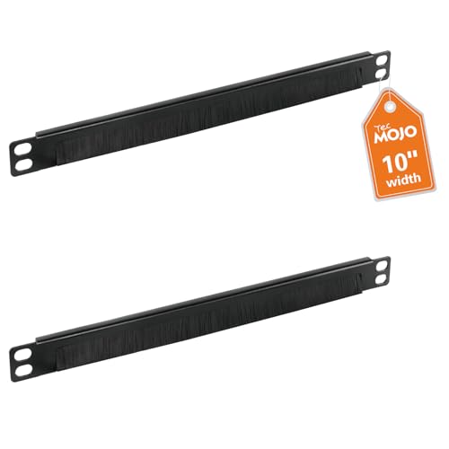 Tecmojo 2 Pack 0.5U Cable Management Brush Panel for 10 Server Rack Rack Mount Cable Organizer for Network Cabinet Black