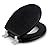 J&V Textiles Embroidered Soft Round Toilet Seat With Easy Clean & Change Hinge, Padded (Black)