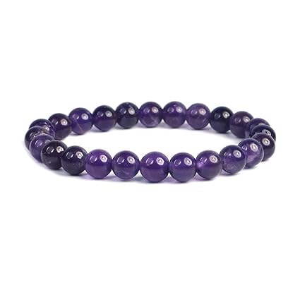 Gemz Mine Semi Precious Amethyst Bracelet Purple Amethyst Bracelet Healing Bracelet 8mm Katela Ratan Bracelet Jamuniya Bracelet Original Certificate For Comfortable Wearing Purpose