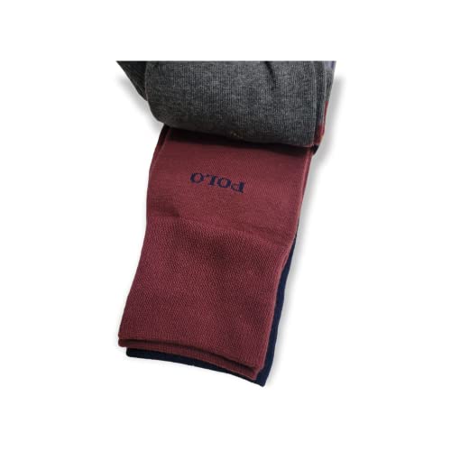 POLO RALPH LAUREN MENs Argyle Dress Socks (3 PAIRS) (GREY BURGUNDY), 10-132