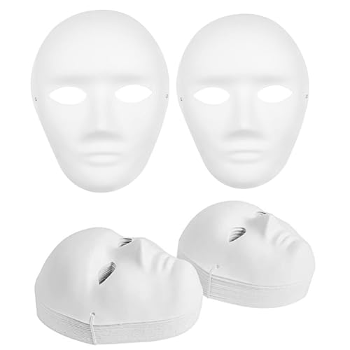 ASMIZ 30 Pcs Masques Intégraux Blancs DIY – Masques Vides en Papier Mâché à Peindre, Masque...
