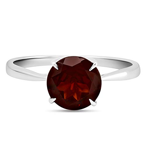 Round Cut Garnet Solitaire Ring for Women in 925 Sterling Silver 8 mm January Birthstone 4-Prong Setting Anniversary Ring Size 7 by Nicole Miller Fine Jewelry2