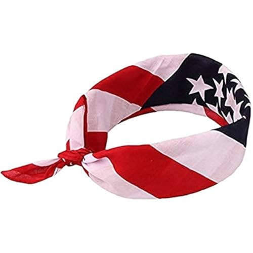 Shimmer Anna Shine Red White and Blue American Flag Bandana Headband USA for Men and Women - Neck and Face Scarf Head Wrap