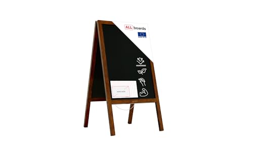 ALLboards Chevalet Stop Trottoir Exterieur avec Cadre en Bois Laqué 118x61cm, Chevalet Ardoise, Tableau publicitaire extérieur