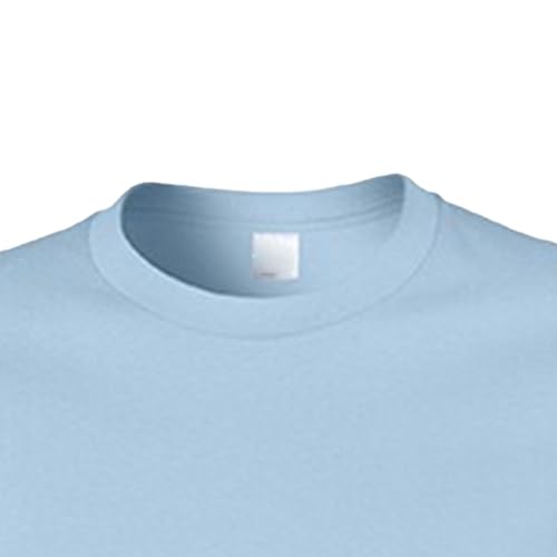 Camisetas de color sólido para hombre, de algodón suave, cuello redondo, manga corta, ajuste regular, casual, clásica, Azul claro, XS