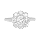 Phoenixjewel 2 Ct Round Cut Diamond Bezel Set Art Deco Miligein Engagement Ring Cluster Sunflower Clarity Ring For Women 14K White Gold Plated 925 Sterling Silver Handmade Proposal Anniversary Ring