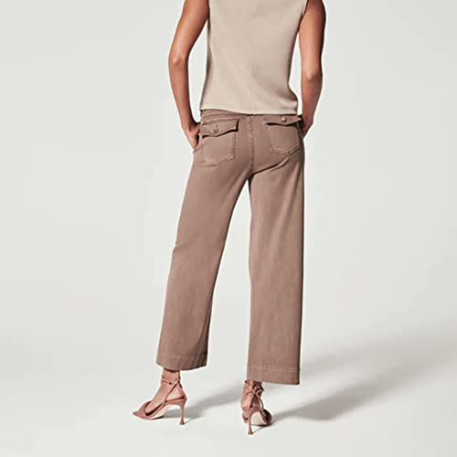 Stretch Twill Cropped Wide Leg Pant, High Waist Casual Wide Leg Pants Tummy Control with Pockets for Women3