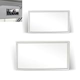 pinflaw 2 PCS Car Sun Visor Rearview Mirror, 5.9' x 3.14' + 4.33' x 2.55' Shatter-proof Stainless Steel Frame + HD Glass Vanity Mirror, Self-adhesive Accessories, for Most Car Models (White)