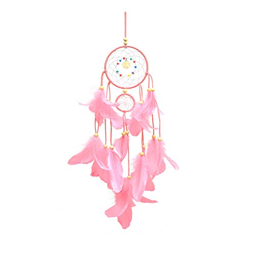 Dsaren Atrapasueños Hecho a Mano Dream Catcher Naturales Pluma Colgante Decoraciones para Dormitorio, Habitación de Niño, Coche y Fiesta de Bodas (Rosado)