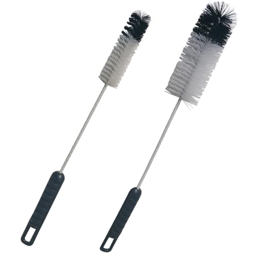 Coralpearl Bottle Brushes Thin Long Handle X 2, Utility Skinny Wire Cleaner Set Big Small, Bendable...