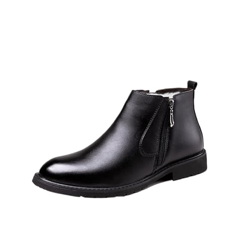 Men's Winter Wool-Lined Leather High-top Casual Dress Shoes, Premium Cowhide & Soft Wool Inside, Durable Anti-Slip Sole, Ideal for Casual Occasions