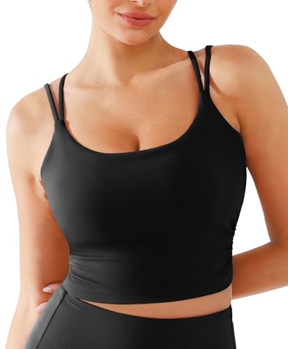 BRXL Buttery Soft Padded Sports Bra Tank for Women Low Impact Scoop Neck Twist Back Low Back Crop Top Yoga Pilates Bra2
