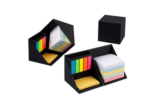 Schreibtisch-Organizer Set mit Haftnotizen, Stifthalter und Würfelbox, 90x90mm (Schwarz) aus holz freies Papier