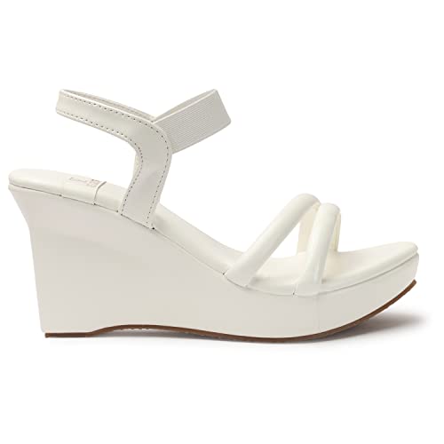 Image of XE Looks Women's High Heel Wedges Sandal | Stylish and Comfortable Thong Strap Slip-On Sandals | Soft Cushioned Sole and Open Toe Heels for Casual Office and Formal Wear