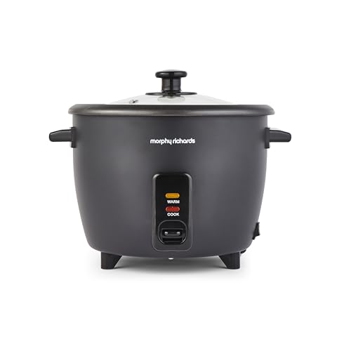 Morphy Richards Rice Cooker 1.5L 8 Cups Compact Automatic Cooking User Friendly Non-stick Aluminum Inner Pot Glass Lid Easy Clean Keep Warm Includes Steam Tray and Accessories 471001