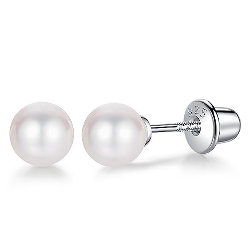 Freshwater Pearl Earrings with Screw Back for Women 925...