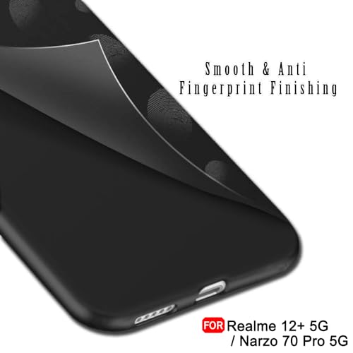 Image of TheGiftKart Sleek Back Cover Case for Realme 12 Plus 5G / Realme P1 5G / Narzo 70 5G / Narzo 70 Pro 5G | Slim Fit Protective Design | Camera Protection Bump | Soft Back Cover Case (Silicone, Black)