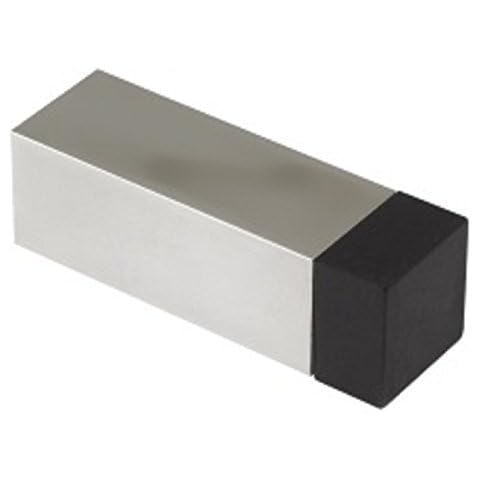 Solid Square Wall / Skirting Projection Door Stop 65mm - Bright Shiny Polished Stainless Steel Cover