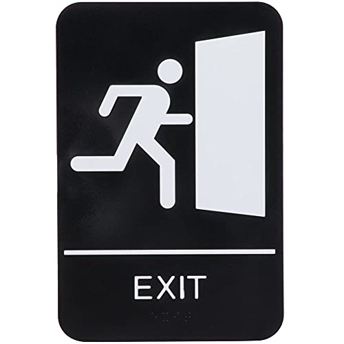 ADA Exit Sign with Braille - Black & White 9
