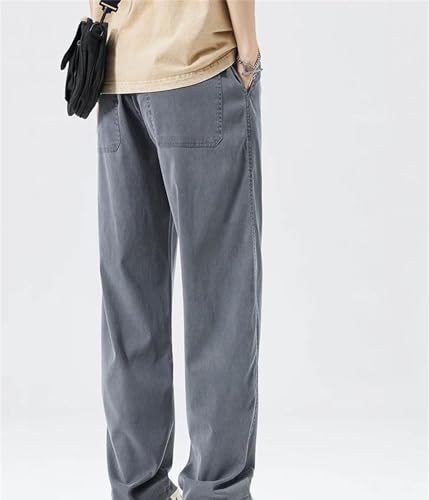 Men's Summer Jeans Thin Breathable Loose Straight Denim Pants Elastic Waist Casual Plus Size Trousers3