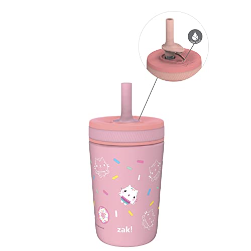 Image of Zak Designs DreamWorks Gabby's Dollhouse Kelso Toddler Cups For Travel or At Home, 12oz Vacuum Insulated Stainless Steel Sippy Cup With Leak-Proof Design is Perfect For Kids (Cakey Cat)