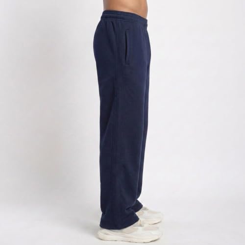 Image of MARK LOUIIS Men's Baggy Trackpants | Regular Fit Cotton Sweatpants with Drawstring Waist & Side Zipper Pockets | Oversized Casual Track Pants for Gym