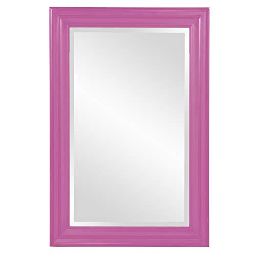 Image of Howard Elliott George Rectangular Glossy Hot Pink Wall Mirror, Rectangle Hanging Wood Framed Vanity Mirrors for Home Decor, Living Room, Bathroom, Bedroom, or Hallway, 24 x 36 Inch