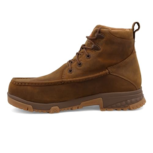 Twisted X Men's 6" Work Boot, Moc Toe Nano Toe with CellStretch, Distressed Saddle, 12 W2