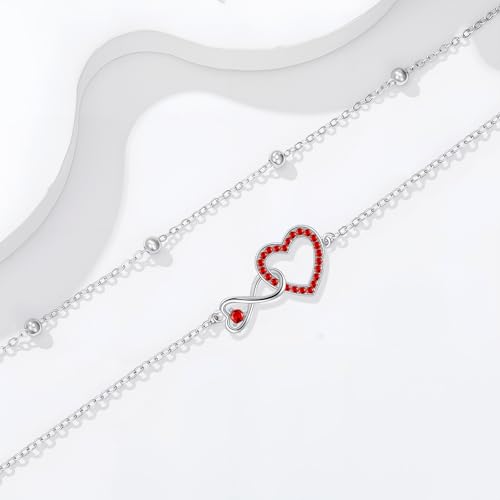 Image of Anklet for Women 925 Sterling Silver Double Infinity Ankle Bracelet Waterproof Summer Jewelry Anniversary Birthday Gifts for Her